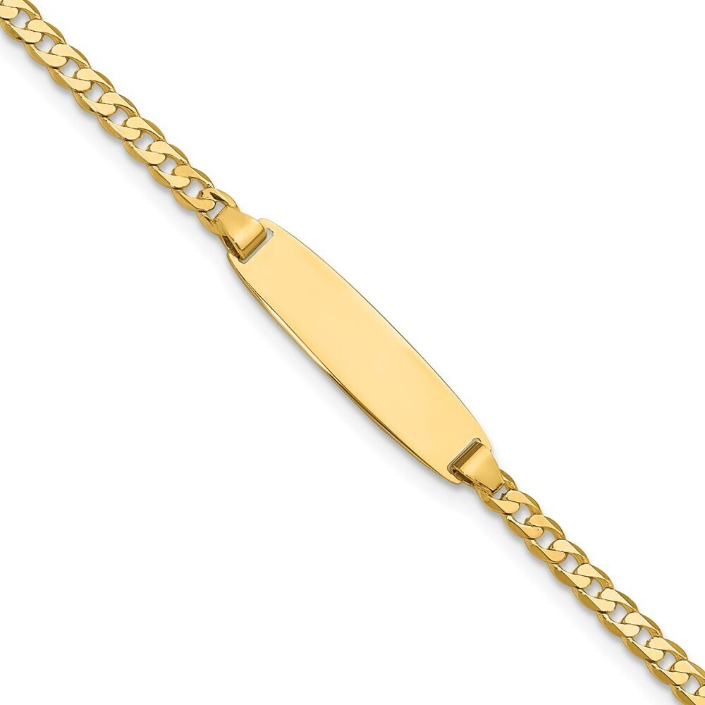 14k Yellow Gold Curb Link Diamond Cut ID Bracelet